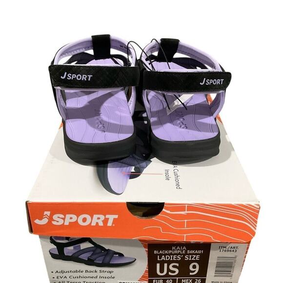 Jsport by Jambu Women's Sandals Strap Black Purple Size 9 NIB - Picture 3 of 11